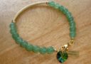 Green Aventurine with Gold Tube Charm Bracelet