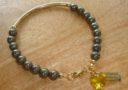 Pyrite with Gold Tube Charm Bracelet