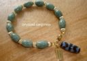 Smooth Jade Charm Bracelet with Hanging Tiger Tooth Dzi