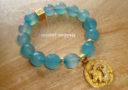 Premium Good Fortune Celestial Dragon Charm Bracelet (High Grade Faceted Light Blue Agate)