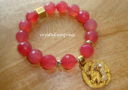 Premium Good Fortune Celestial Dragon Charm Bracelet (High Grade Faceted Pink Agate)