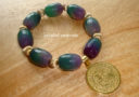 Premium Victory Wind Horse Charm Bracelet (High Grade Faceted Oval Blue and Purple Agate)