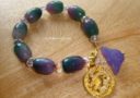 Premium Good Fortune Celestial Dragon Charm Bracelet (High Grade Faceted Oval Blue and Purple Agate)