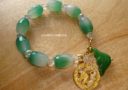 Premium Good Fortune Celestial Dragon Charm Bracelet (High Grade Faceted Oval Green Agate)
