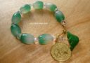 Premium Victory Wind Horse Charm Bracelet (High Grade Faceted Oval Green Agate)