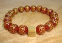 Red Agate Chinese I-Ching Coins Minimal Charm Bracelet