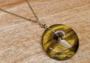 Good Fortune Tiger Eye Disc Coin Necklace (10k Gold)
