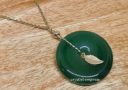 Good Fortune Green Agate Disc Coin Necklace (10k Gold)