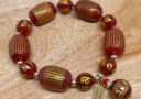 Red Agate Heart Sutra and Om Mani Padme Hum Mantra Dangle Bracelet