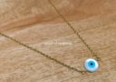 Horizontal Coin Evil Eye Necklace (Stainless Steel)