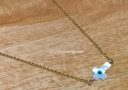 Horizontal Crucifix Evil Eye Necklace (Stainless Steel)