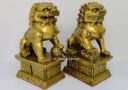 6" Pair of Brass Fu Dogs