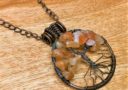 Peach Aventurine Tree of Life Copper Pendant/Necklace