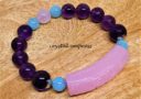 Pink Agate Bamboo with Amethyst Bracelet