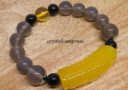 Yellow Agate Bamboo with Gray Agate Bracelet