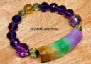 Multicolored Jade Bamboo with High Grade Faceted Amethyst Bracelet