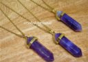 Double Terminated Amethyst Crystal Point Necklace (Gold)