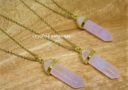 Double Terminated Rose Quartz Crystal Point Necklace (Gold)