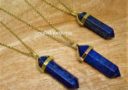 Double Terminated Lapis Lazuli Crystal Point Necklace (Gold)