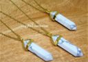 Double Terminated Howlite Crystal Point Necklace (Gold)