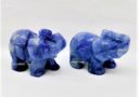 Pair of Blue Sodalite Elephant with Raised Trunk