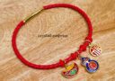 Money Bar/Ingot, Wu Lou and Good Fortune Braided Leather Bracelet (Red)