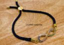 Bejeweled Multicolored Infinity Adjustable Rope Bracelet (Black)