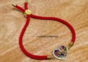 Bejeweled Heart Adjustable Rope Bracelet (Red)