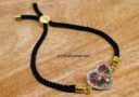 Bejeweled Heart Adjustable Rope Bracelet (Black)