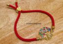 Bejeweled Tree of Life Adjustable Rope Bracelet (Red)