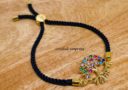 Bejeweled Tree of Life Adjustable Rope Bracelet (Black)