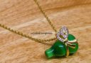 Bejeweled Green Cat's Eye Wu Lou Necklace