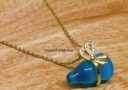 Bejeweled Blue Cat's Eye Wu Lou Necklace