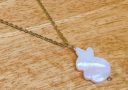 Peach Mother of Pearl Rabbit Pendant/Necklace