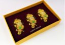 7.5cm Set of 3 Bejeweled Gold Pi Yao