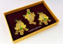 7cm Set of 3 Bejeweled Gold Money Frog