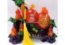 11" Wu Lou Laden Figurine with Money Frog (Orange)