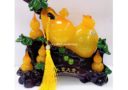 11" Wu Lou Laden Figurine with Money Frog (Yellow)