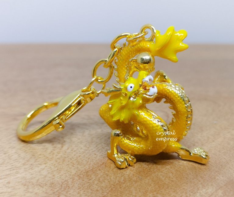 2023 Rising Golden Dragon Holding A Pearl Keychain Crystal Empress