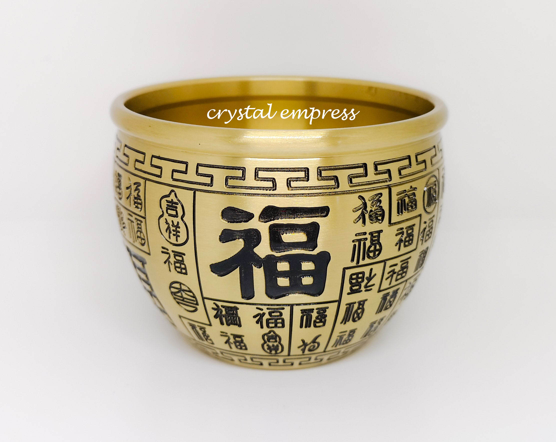 Small 3.5″ Brass Wealth Bowl Crystal Empress Feng Shui Store