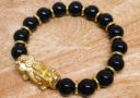 Black Onyx with Gold Pi Yao Infinity Bracelet