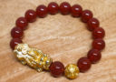 Red Agate with Gold Pi Yao & Lucky Coin Ball Bracelet