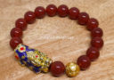 Red Agate with Color Changing Pi Yao & Lucky Coin Ball Bracelet