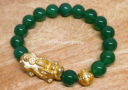 Green Agate with Gold Pi Yao & Lucky Coin Ball Bracelet