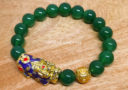 Green Agate with Color Changing Pi Yao & Lucky Coin Ball Bracelet