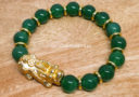 Green Agate with Gold Pi Yao Infinity Bracelet