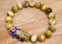 Gold Tiger Eye with Color Changing Pi Yao & Lucky Coin Ball Bracelet