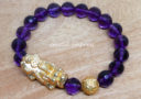 High Grade Faceted Amethyst with Gold Pi Yao & Lucky Coin Ball Bracelet