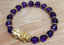 High Grade Faceted Amethyst with Gold Pi Yao Infinity Bracelet