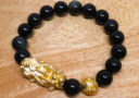 Black Obsidian with Gold Pi Yao & Lucky Coin Ball Bracelet